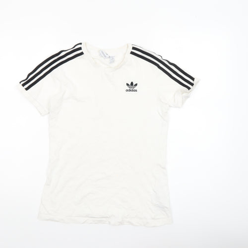 Adidas Womens White XS Trefoil Short Sleeve Crew Neck T-Shirt