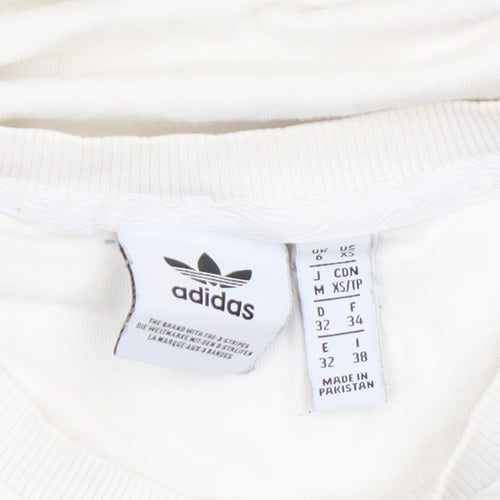Adidas Womens White XS Trefoil Short Sleeve Crew Neck T-Shirt