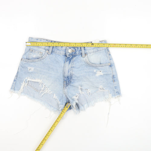 Pull & Bear Women's Light Blue Distressed Denim Cut-Off Shorts Size 8