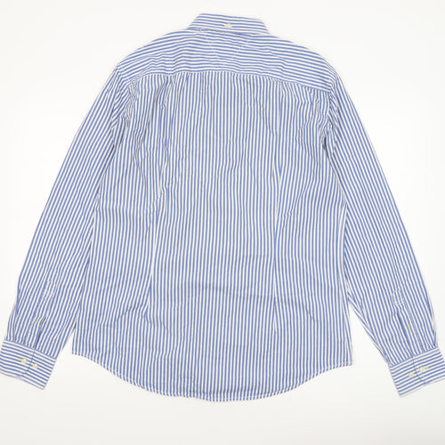 Tommy Hilfiger Men's Blue Striped Slim Fit Long Sleeve Shirt XL