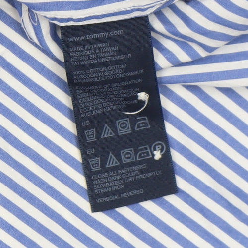 Tommy Hilfiger Men's Blue Striped Slim Fit Long Sleeve Shirt XL