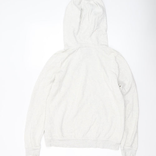 Nike Women's Beige Small Pullover Hoodie with Logo and Kangaroo Pocket
