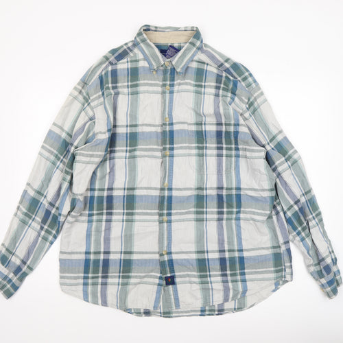 Catalina Men's Grey Check Cotton Long Sleeve Button-Up Shirt L