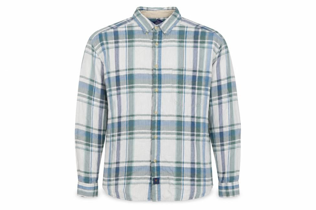 Catalina Men's Grey Check Cotton Long Sleeve Button-Up Shirt L