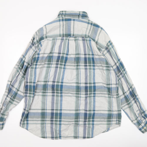Catalina Men's Grey Check Cotton Long Sleeve Button-Up Shirt L