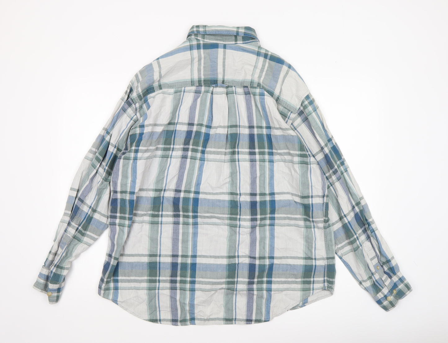 Catalina Men's Grey Check Cotton Long Sleeve Button-Up Shirt L