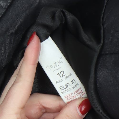 Savida by Dunnes Stores Women's Black Leather Blazer Size 12