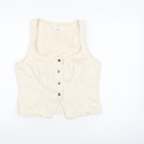 Savida Women’s Beige Cropped Button Tank Top Size 14