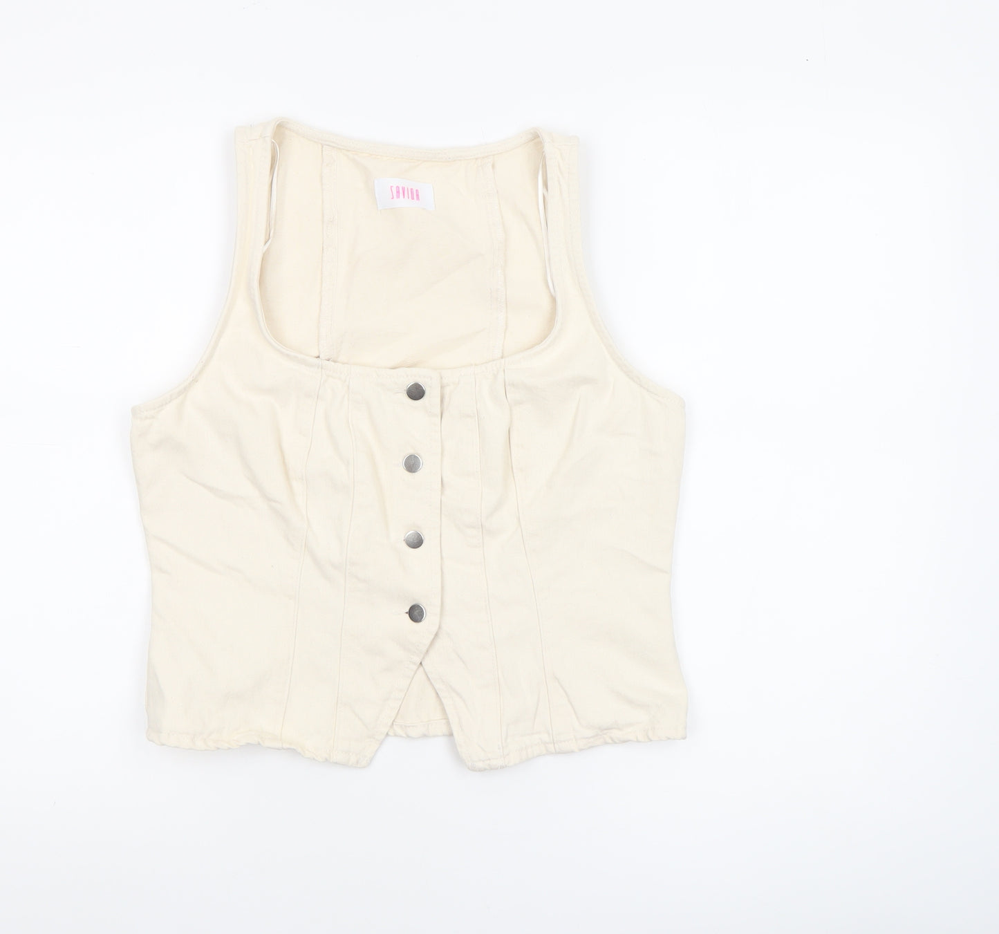 Savida Women’s Beige Cropped Button Tank Top Size 14