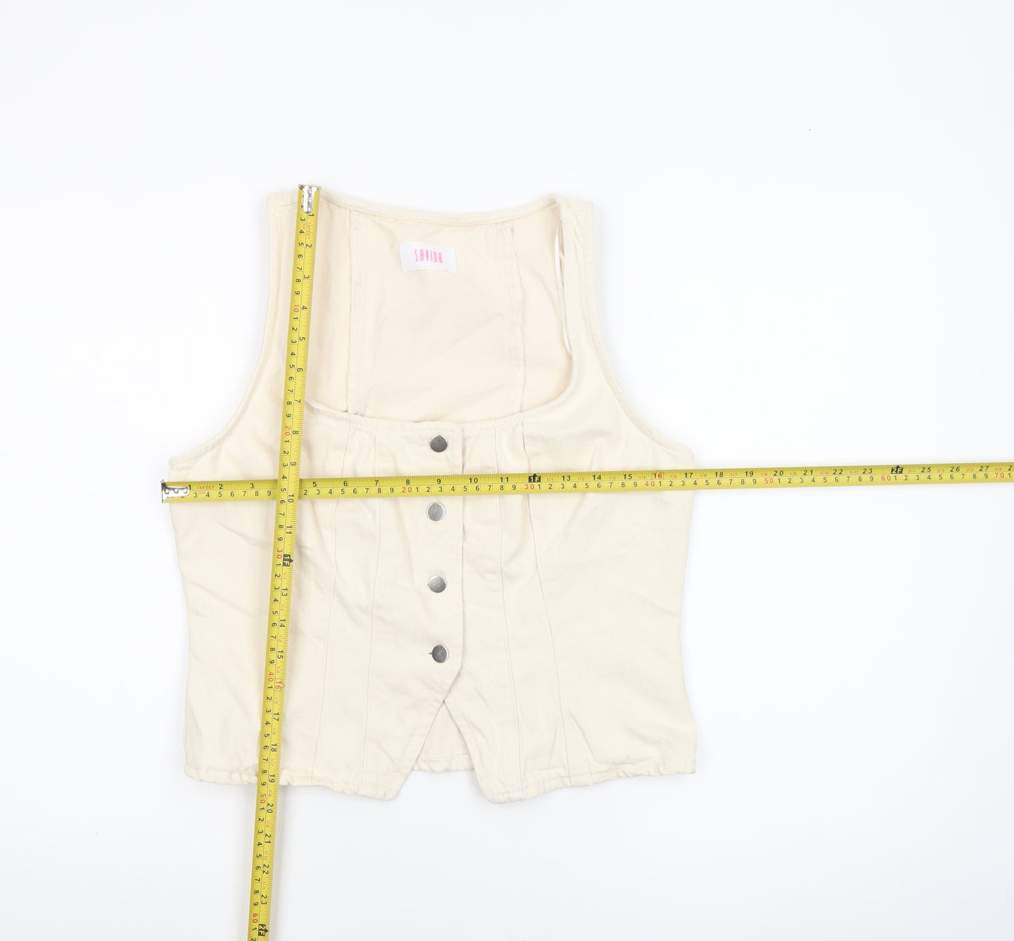 Savida Women’s Beige Cropped Button Tank Top Size 14