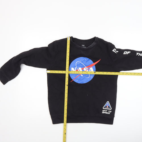 Marks and Spencer Boys Black NASA Logo Pullover Sweatshirt 10-11 Years