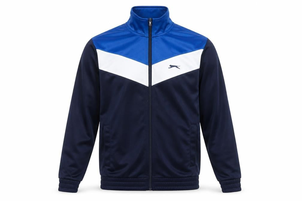 Front view of Slazenger Men's Blue Small Track Jacket Full Zip Sportswear