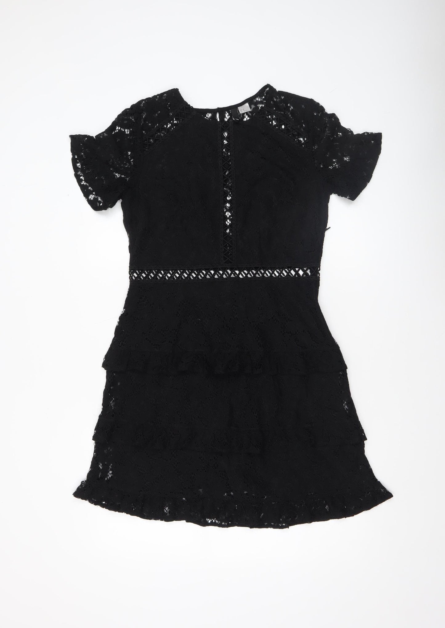 H&M Divided Women's Black Lace Short Sleeve Bodycon Dress Size 12