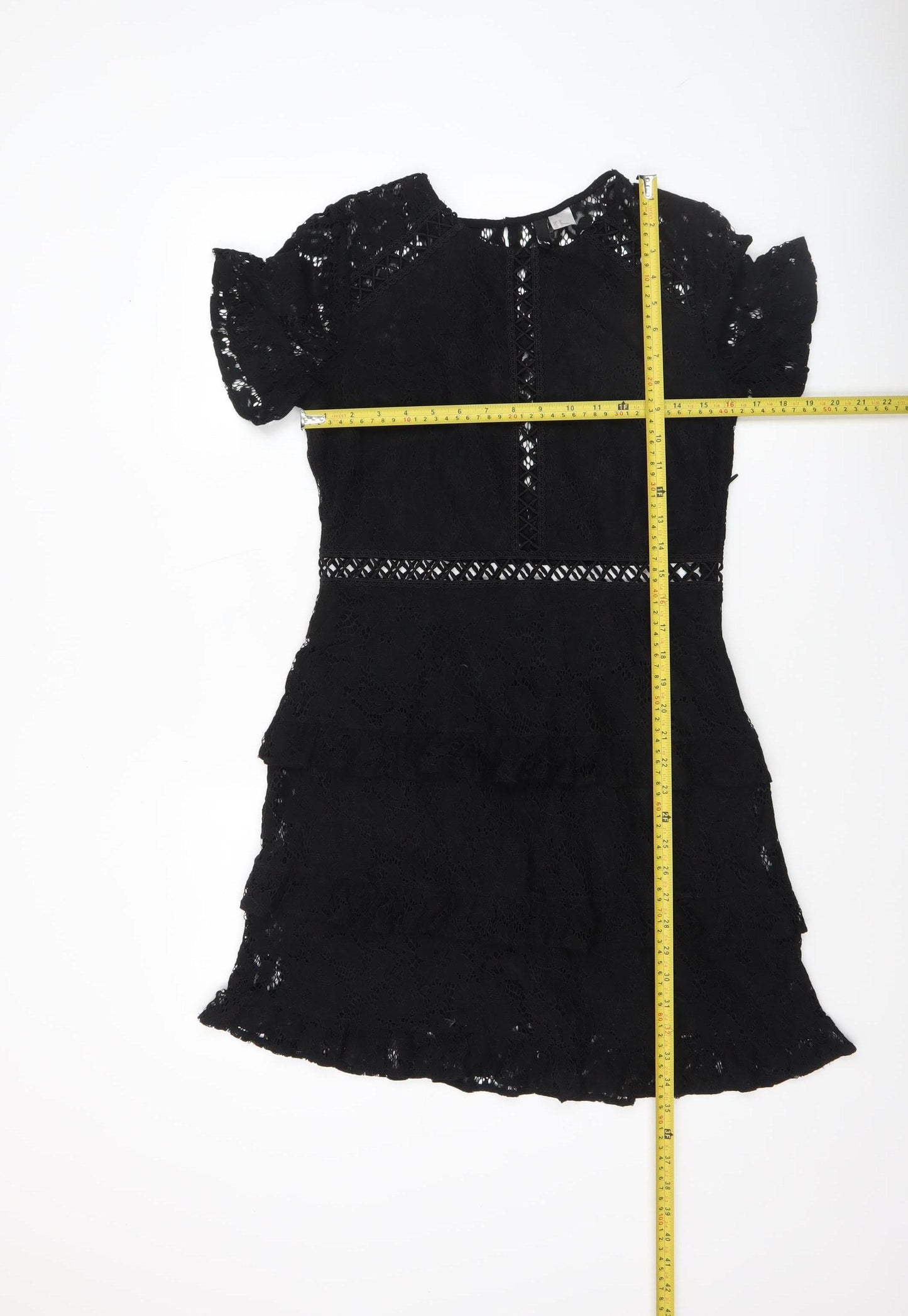 H&M Divided Women's Black Lace Short Sleeve Bodycon Dress Size 12