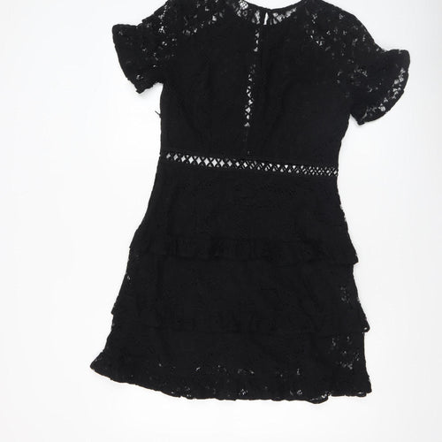 H&M Divided Women's Black Lace Short Sleeve Bodycon Dress Size 12