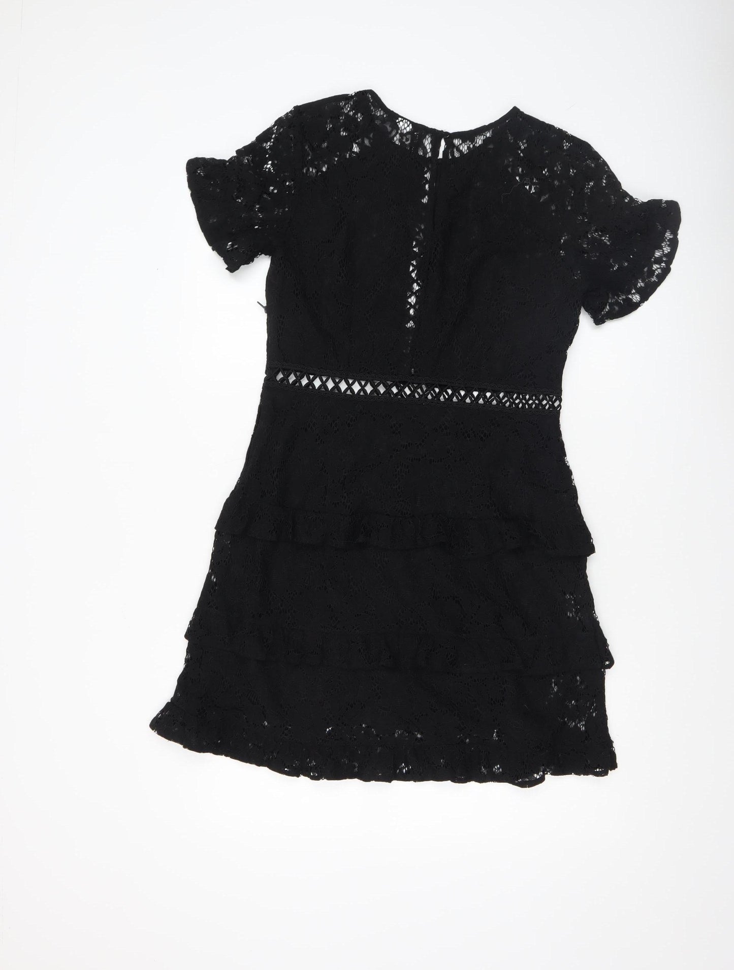H&M Divided Women's Black Lace Short Sleeve Bodycon Dress Size 12