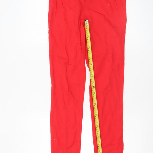 H&M Women’s Red Slim Fit Stretch Cotton Trousers Size 8