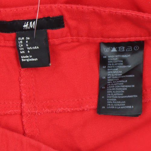 H&M Women’s Red Slim Fit Stretch Cotton Trousers Size 8