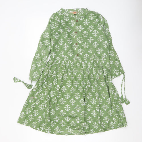 Anouk by Myntra Women’s Green Floral Cotton Fit & Flare Dress XS
