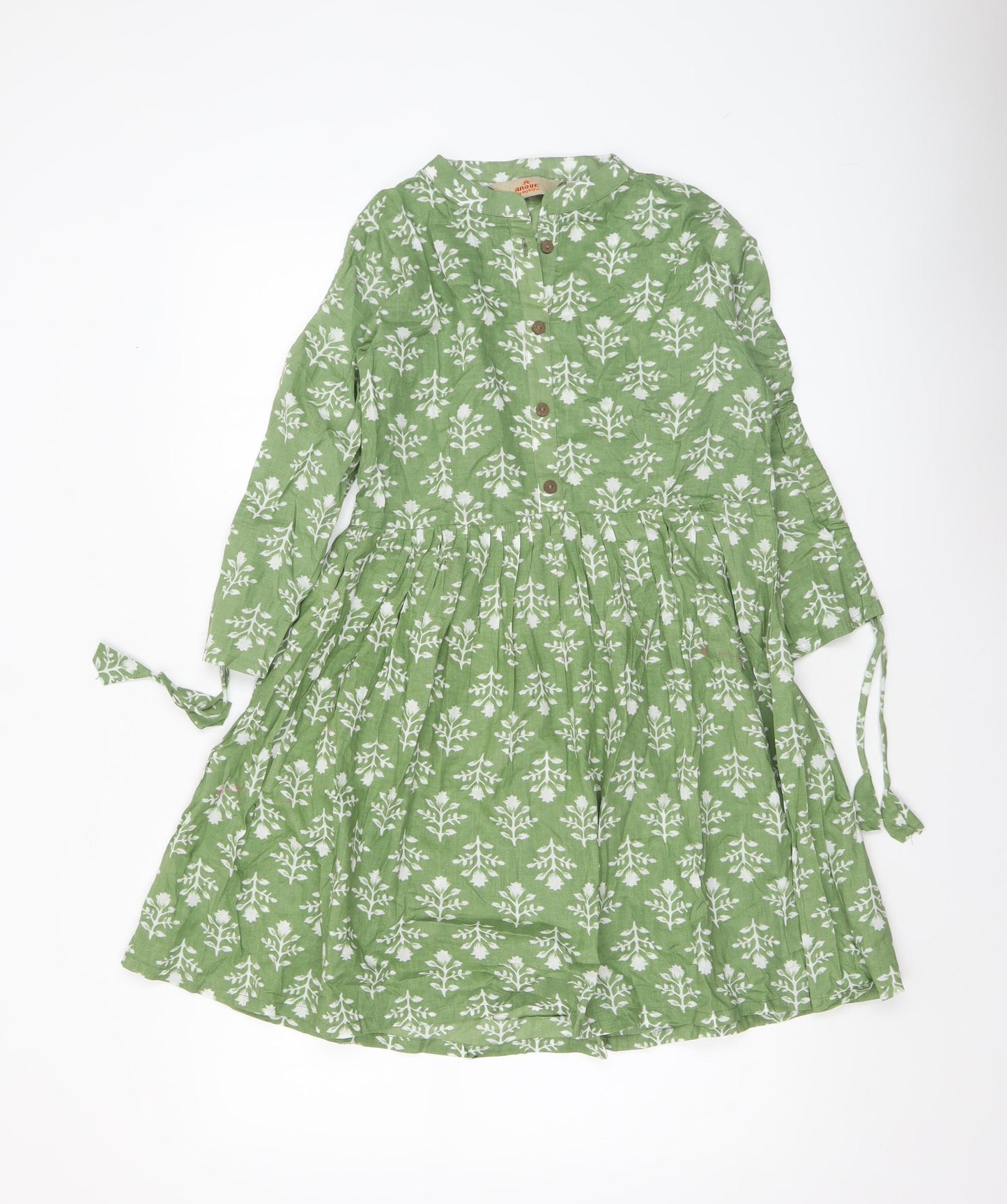 Anouk by Myntra Women’s Green Floral Cotton Fit & Flare Dress XS