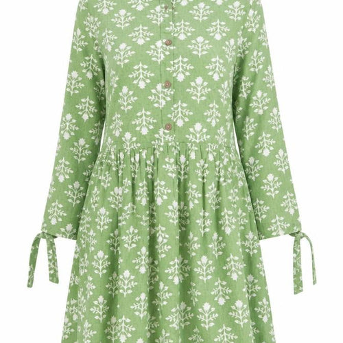 Anouk by Myntra Women’s Green Floral Cotton Fit & Flare Dress XS