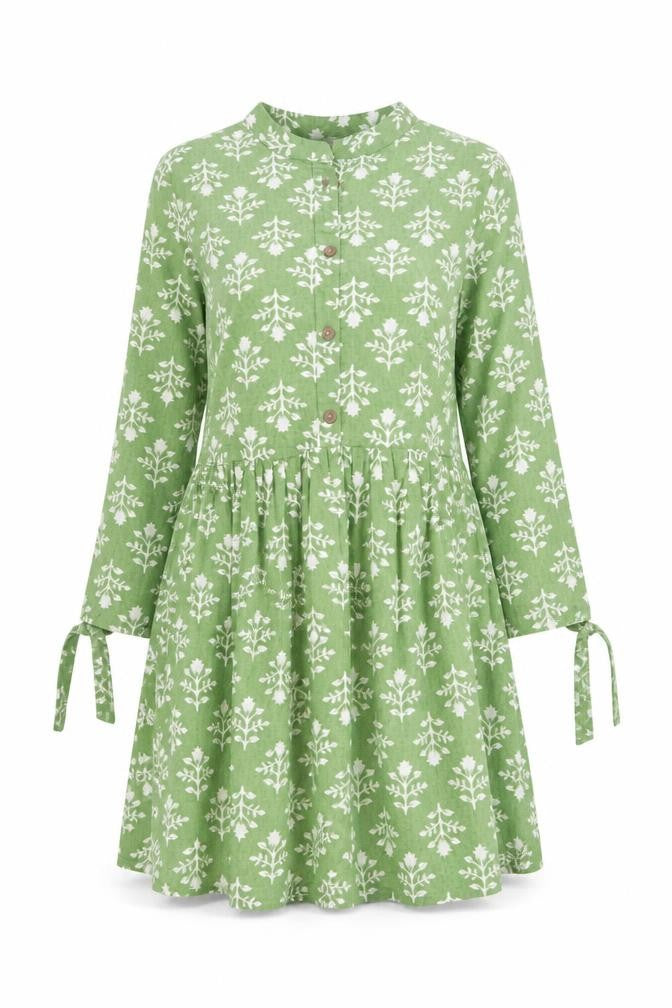 Anouk by Myntra Women’s Green Floral Cotton Fit & Flare Dress XS