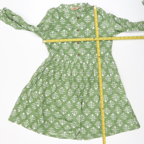 Anouk by Myntra Women’s Green Floral Cotton Fit & Flare Dress XS