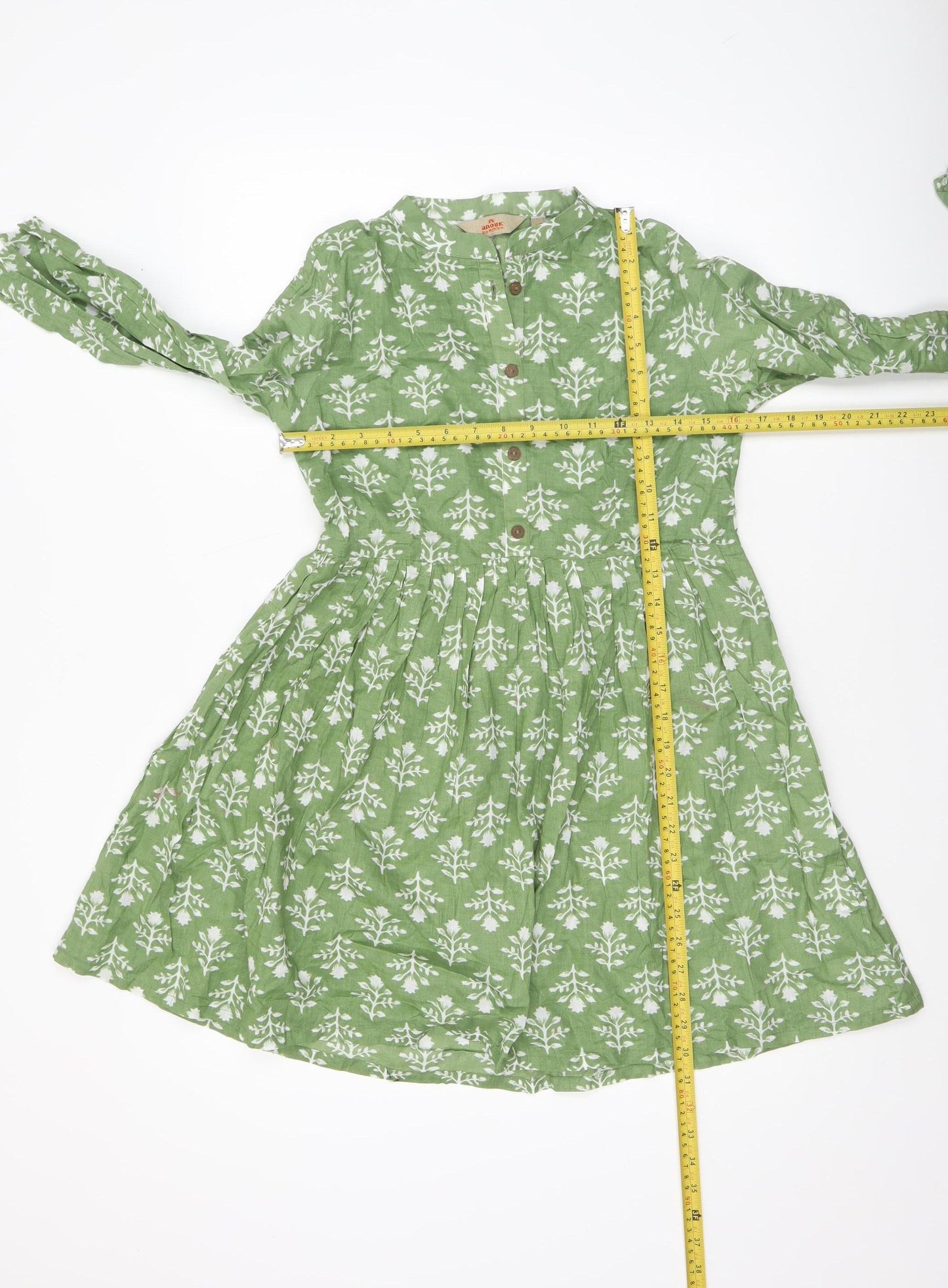 Anouk by Myntra Women’s Green Floral Cotton Fit & Flare Dress XS