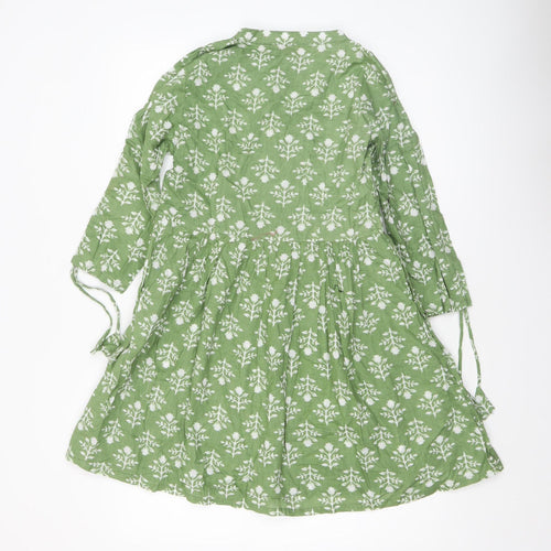 Anouk by Myntra Women’s Green Floral Cotton Fit & Flare Dress XS
