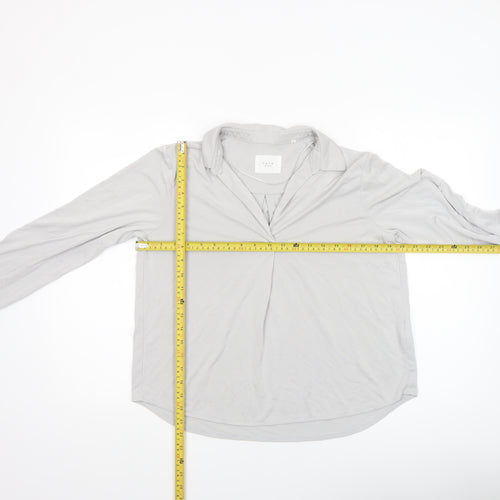 Yaya Women Grey Long Sleeve Collared Modal Blend Blouse Medium