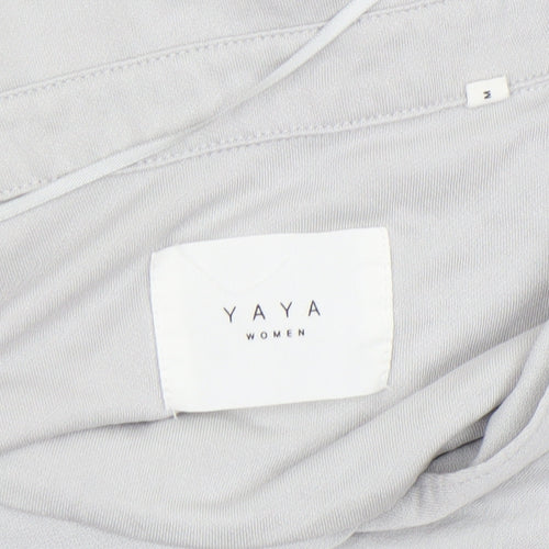 Yaya Women Grey Long Sleeve Collared Modal Blend Blouse Medium