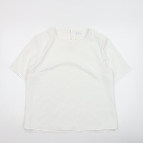 Lisa & Co. Womens White Short Sleeve Polyester Blouse Size 12