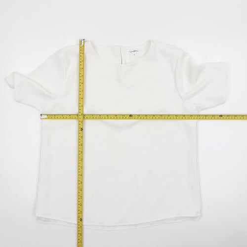 Lisa & Co. Womens White Short Sleeve Polyester Blouse Size 12