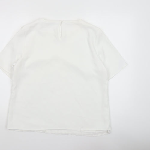 Lisa & Co. Womens White Short Sleeve Polyester Blouse Size 12