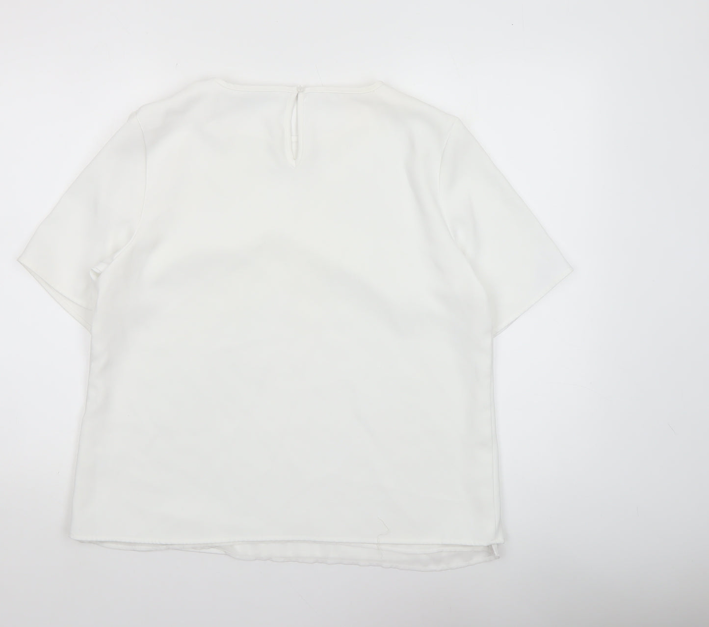 Lisa & Co. Womens White Short Sleeve Polyester Blouse Size 12