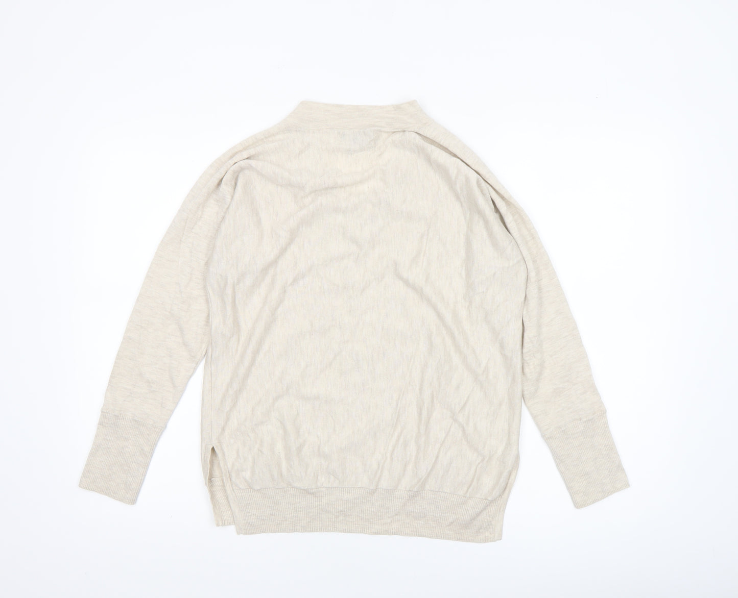 Massimo Dutti Women’s Beige V-Neck Linen Cotton Jumper Size 12