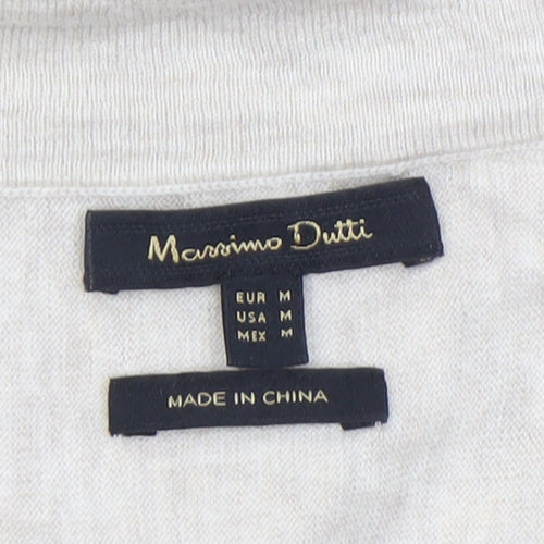 Massimo Dutti Women’s Beige V-Neck Linen Cotton Jumper Size 12