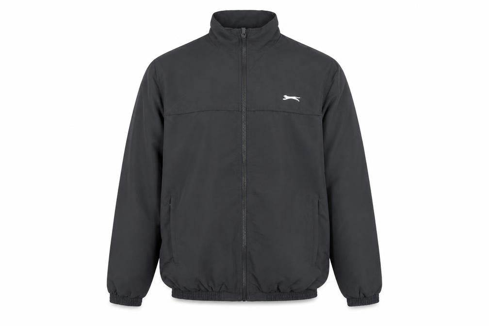 Front view of Slazenger Men's Black Full Zip Lightweight Softshell Jacket, size S