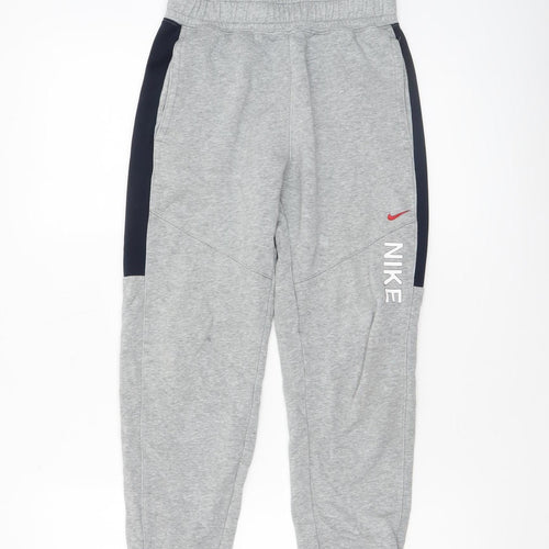 Nike Boys Grey Jogger Trousers M 10-11 Years Elastic Waist Fleece