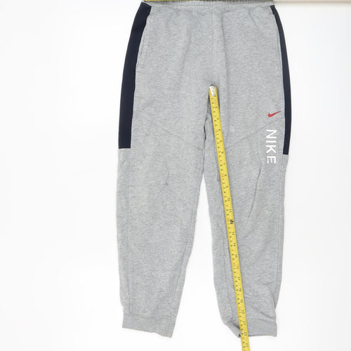 Nike Boys Grey Jogger Trousers M 10-11 Years Elastic Waist Fleece