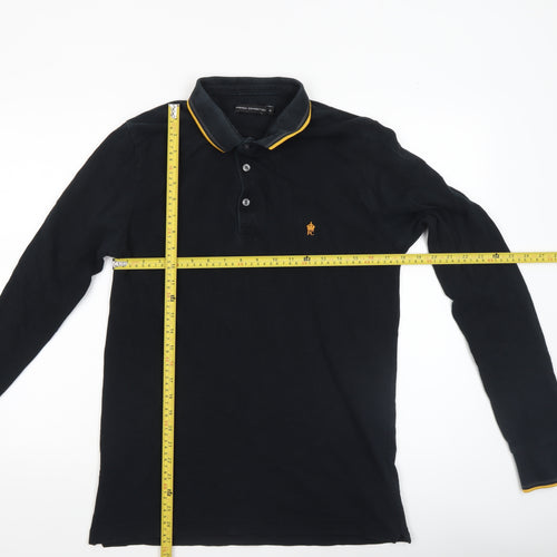 French Connection Men's Black Long Sleeve Cotton Polo Shirt Size M