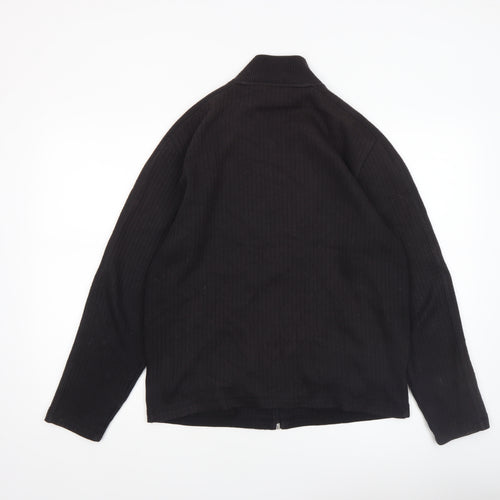 Ben Sherman Men's Black Full Zip Ribbed Knit Jumper Size S