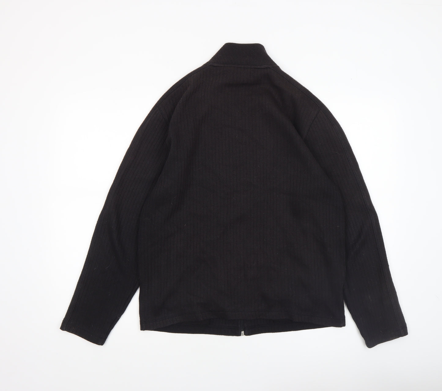 Ben Sherman Men's Black Full Zip Ribbed Knit Jumper Size S