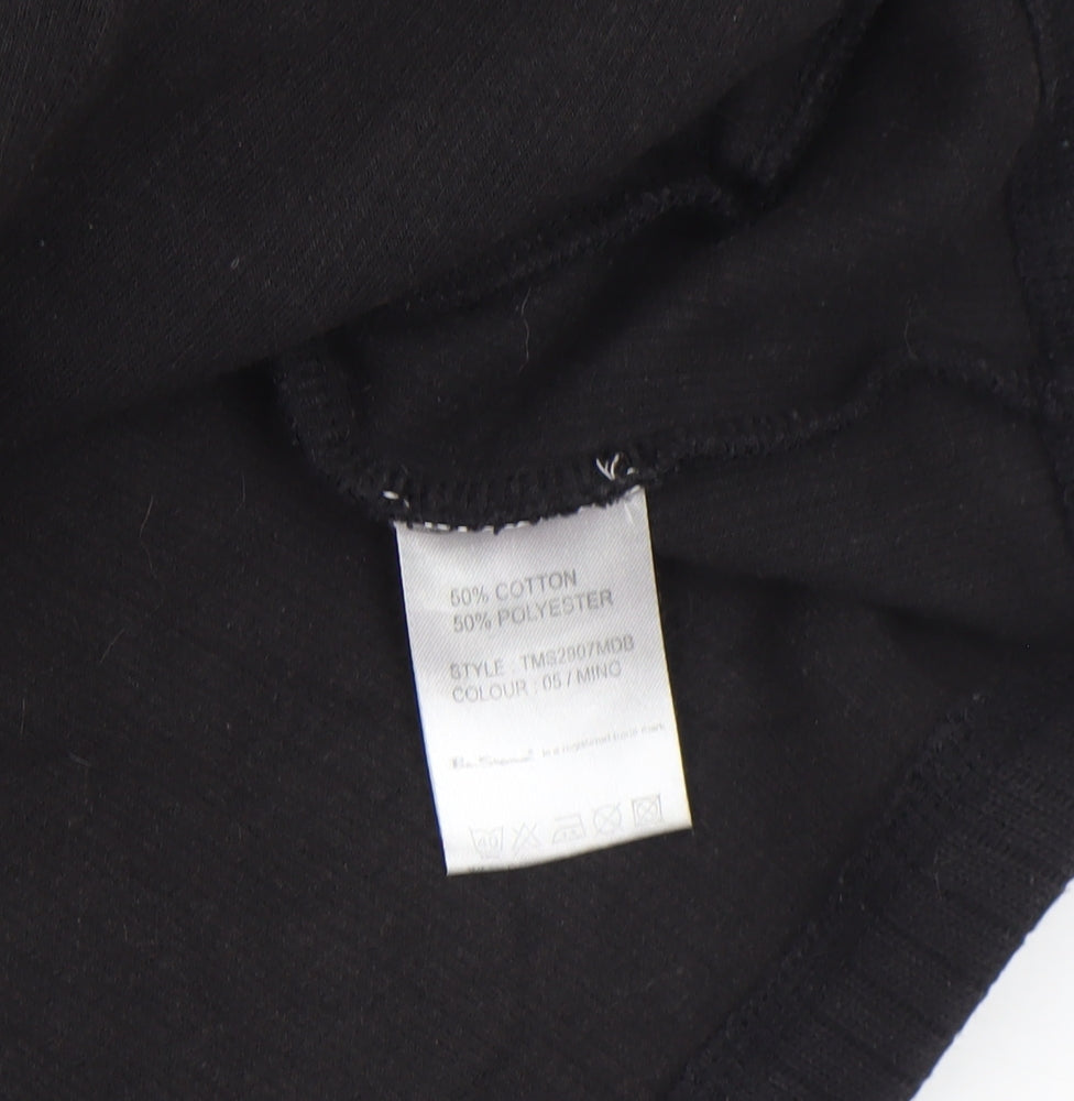 Ben Sherman Men's Black Full Zip Ribbed Knit Jumper Size S