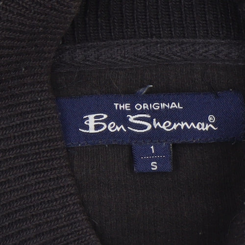Ben Sherman Men's Black Full Zip Ribbed Knit Jumper Size S