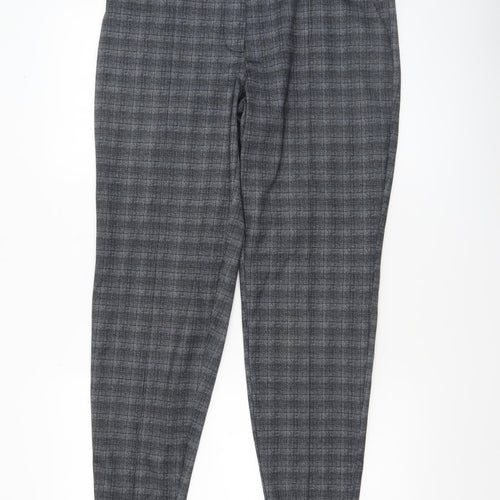 Next Women’s Grey Check Tapered Leg Trousers Size 12
