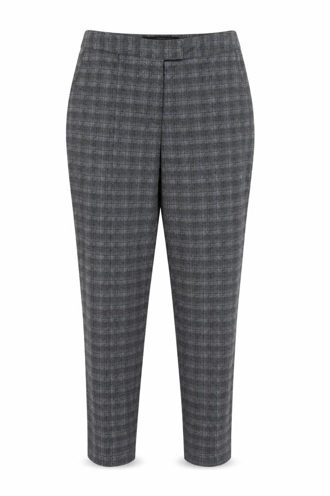 Front view of Next Women’s Grey Check Tapered Leg Trousers, size UK 12