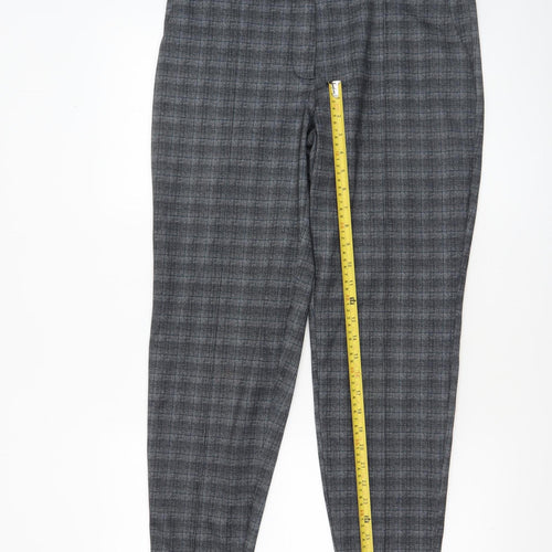 Next Women’s Grey Check Tapered Leg Trousers Size 12