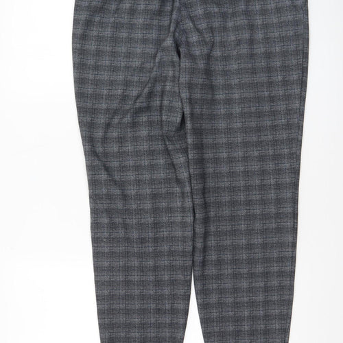 Next Women’s Grey Check Tapered Leg Trousers Size 12