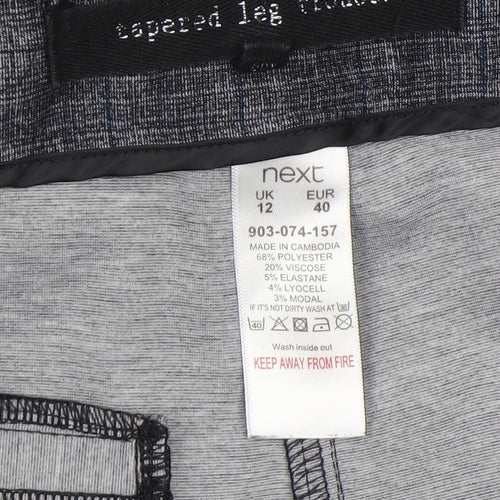 Next Women’s Grey Check Tapered Leg Trousers Size 12